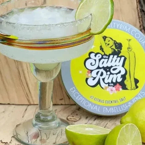 Margarita displayed next to Citrus Cocktail Salt by The Salty Rim