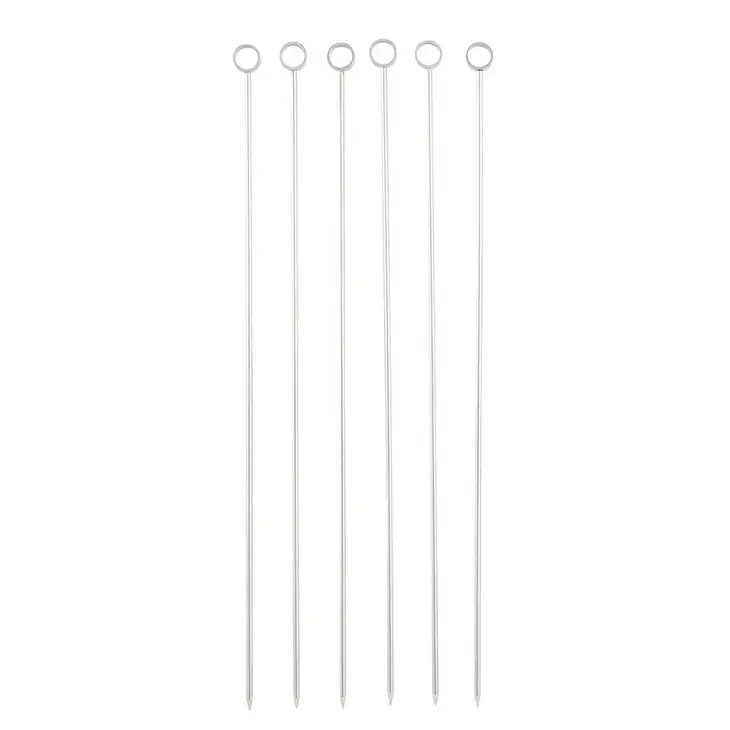 set of 6 stainless steel cocktail picks