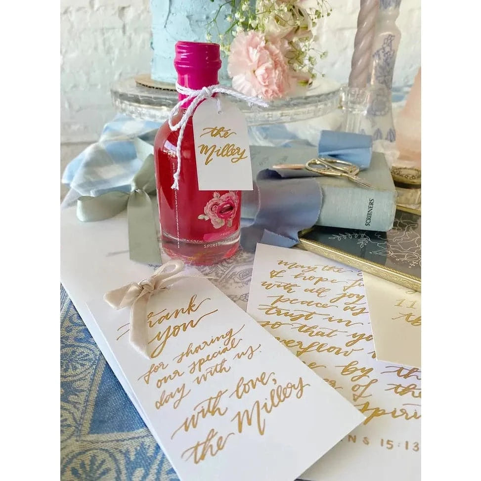 example of sample bottle of rose mix being used as a party favor