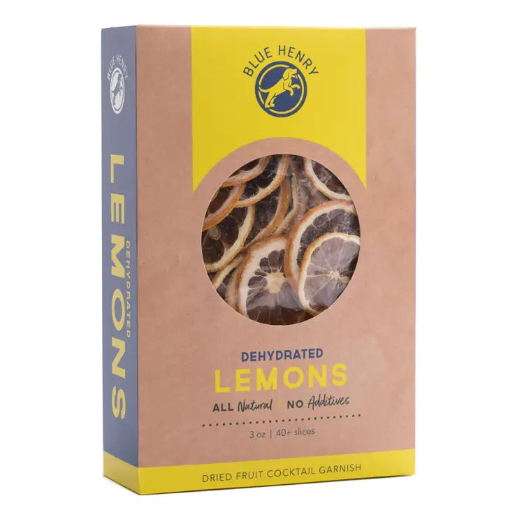 box of dehydrated lemons by Blue Henry containing approximately 40 + slices