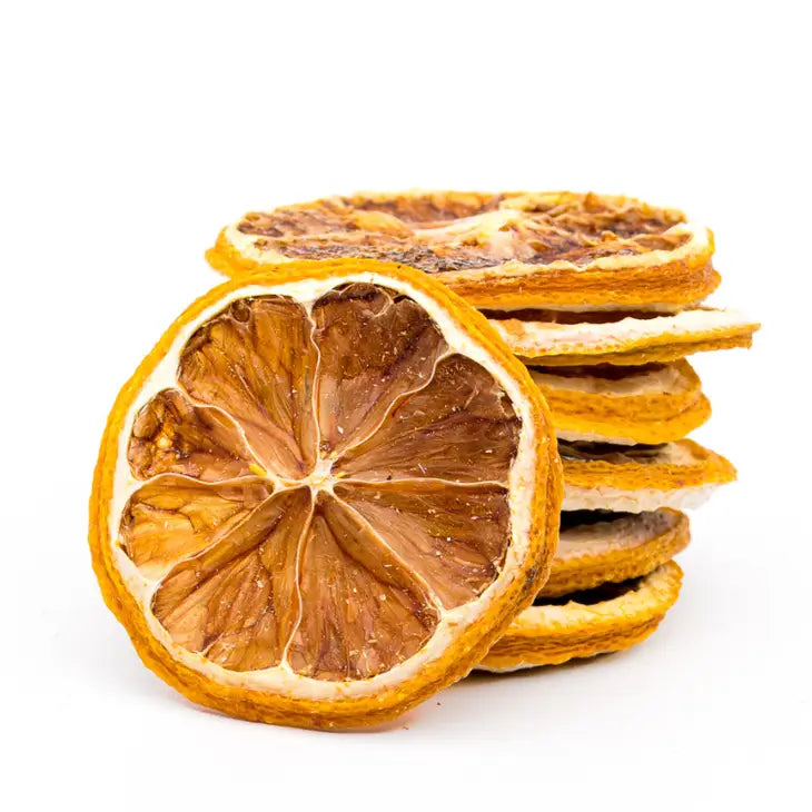 dehydrated lemon slices displayed to show their vibrant color