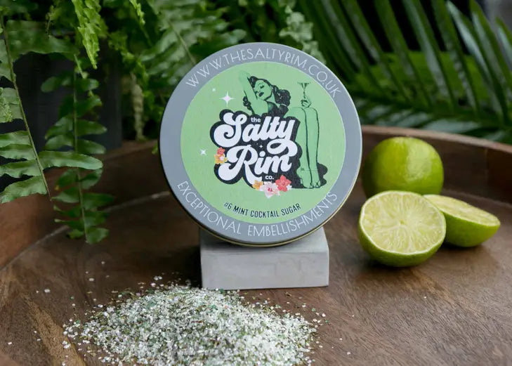 tin of mint cocktail sugar by The Salty Rim Co.
